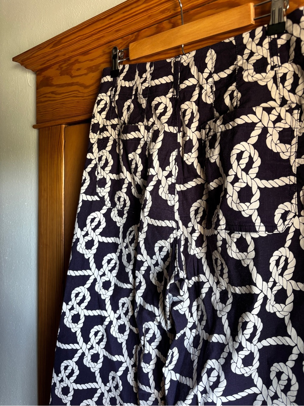 Anthropologie Maeve Colette Wide-Leg Crop Pants in Navy Nautical Rope Size 29 - Picture 5 of 8